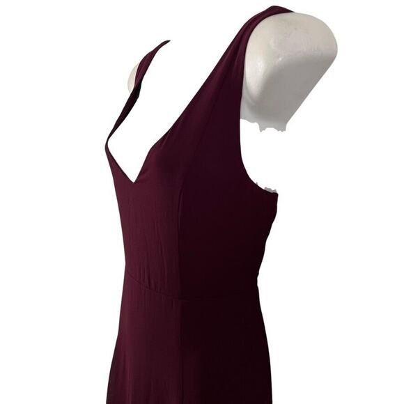 Show Me Your Mumu Womens Formal Jenn Maxi Dress Merlot Chiffon Belted NWT sz L - Picture 8 of 16
